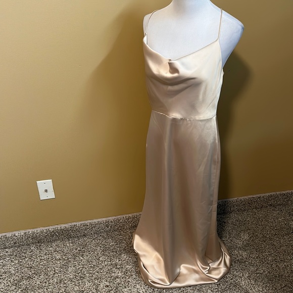 The Dressy Collection by Vivian Diamond Satin Cowl Neck Gown Party Dress - Picture 1 of 6